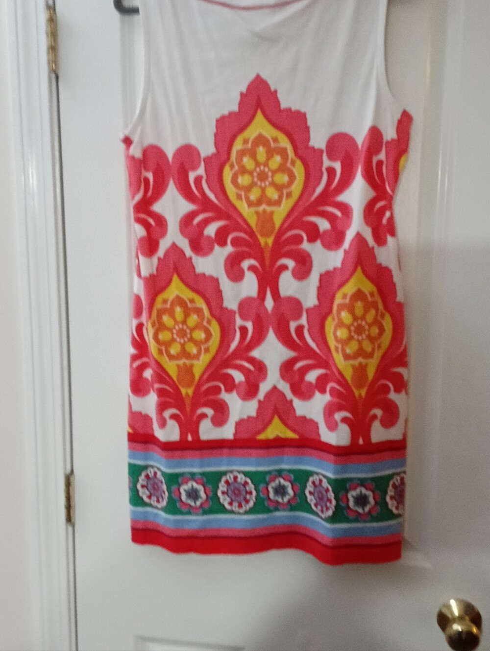 RAFAELLA Sleeveless Pink & Yellow Patterned Shift Dress SIZE LP/PG - Picture 6 of 8